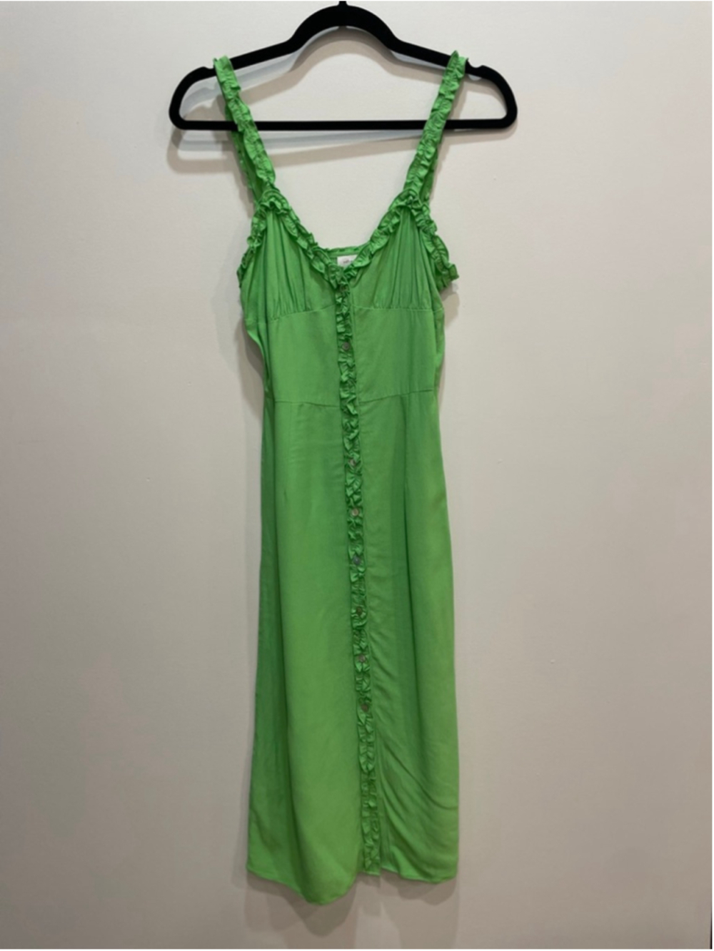 Wilfred Green Lealia Babydoll Milkmaid Button-Front Midi Dress Size 2 Ruffle - Picture 2 of 9